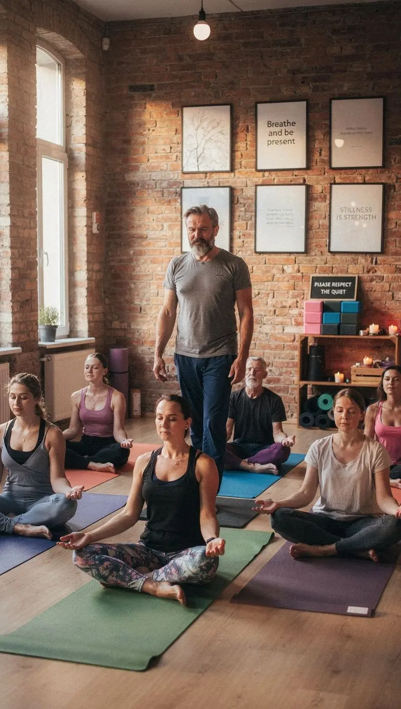 Grupa osób praktykujących jogę w parku na świeżym powietrzu