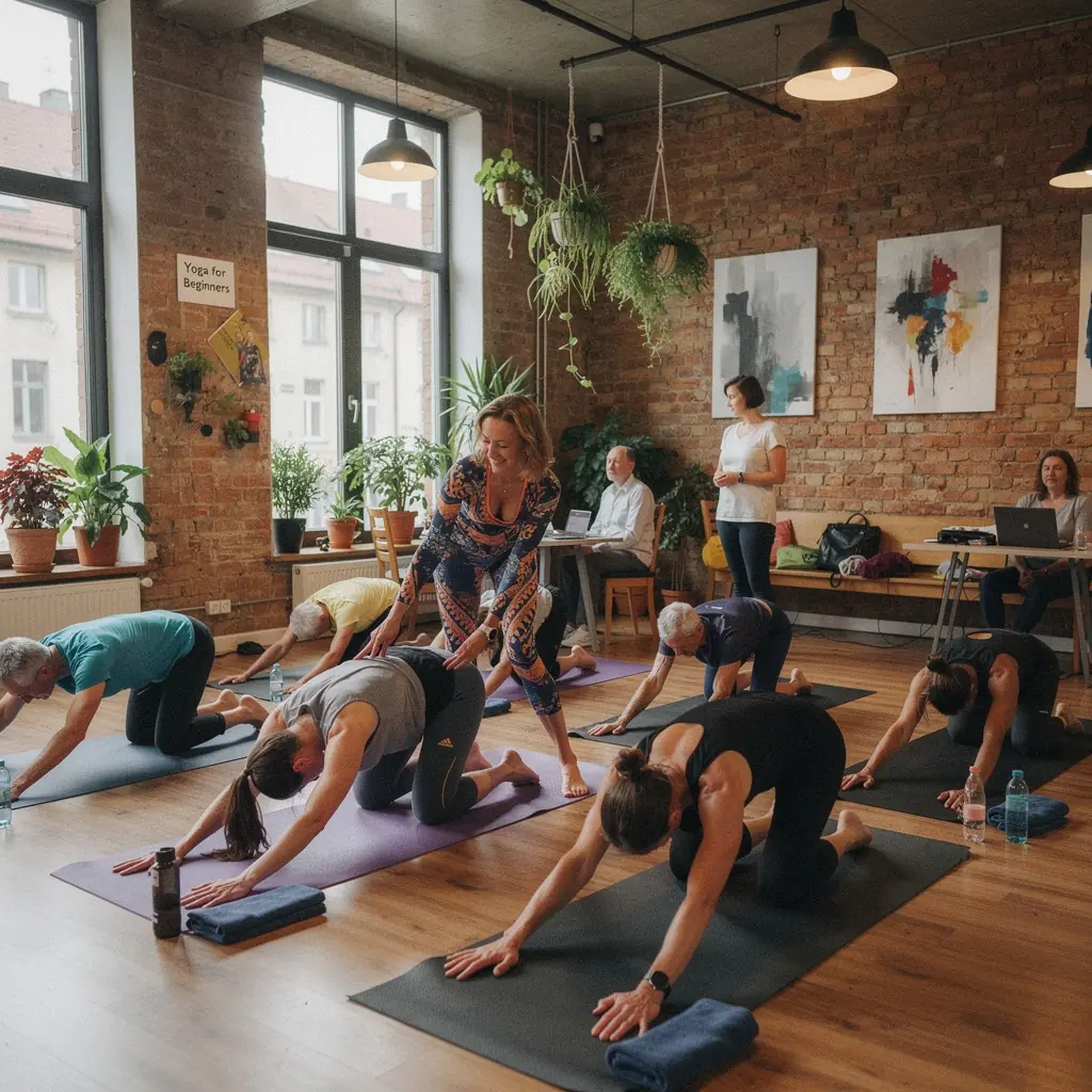 Zbliżenie na osobę wykonującą pozycję psa z głową w dół, skupioną i zrelaksowaną.
